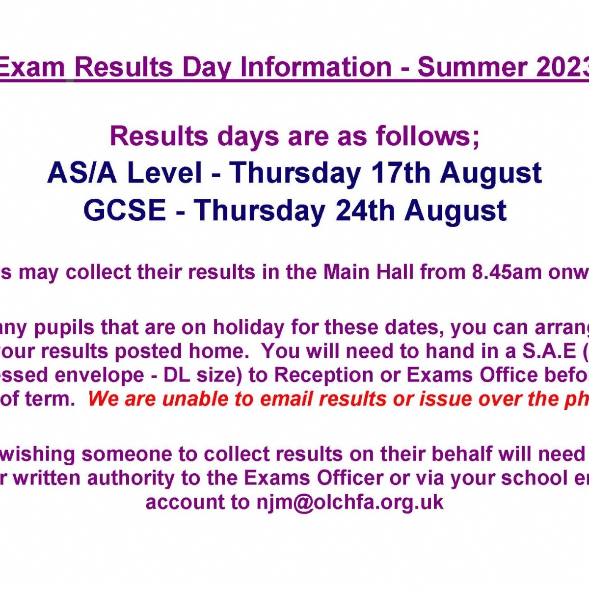 Olchfa Exam Results Day 2023